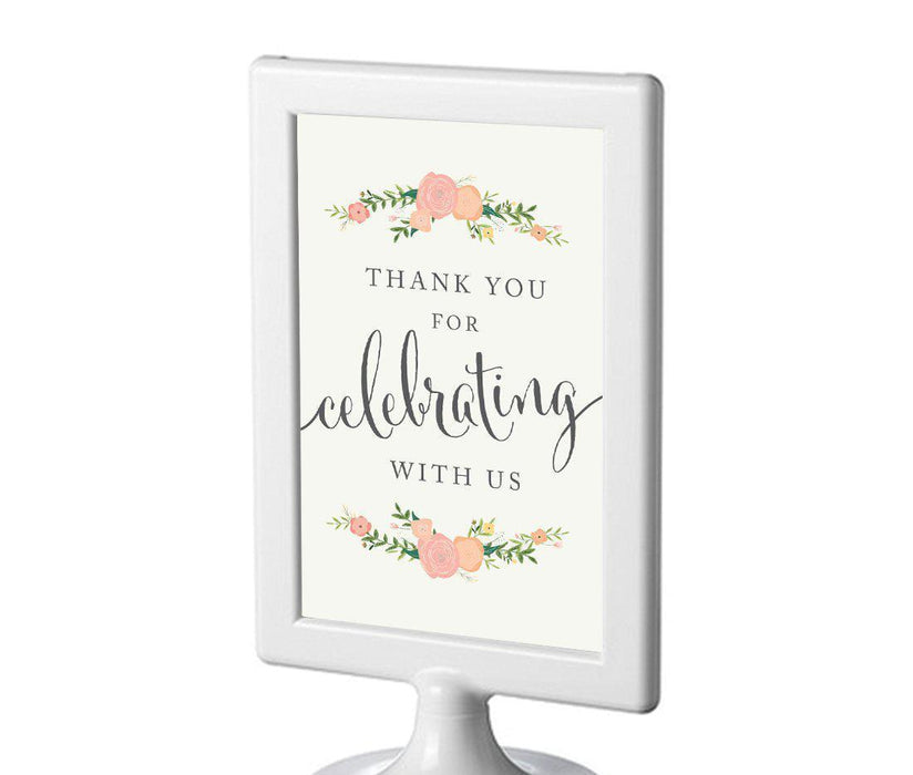 Framed Floral Roses Wedding Party Signs-Set of 1-Andaz Press-Thank You For Celebrating With Us-