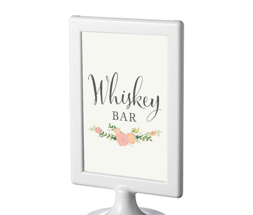 Framed Floral Roses Wedding Party Signs-Set of 1-Andaz Press-Whiskey Bar-