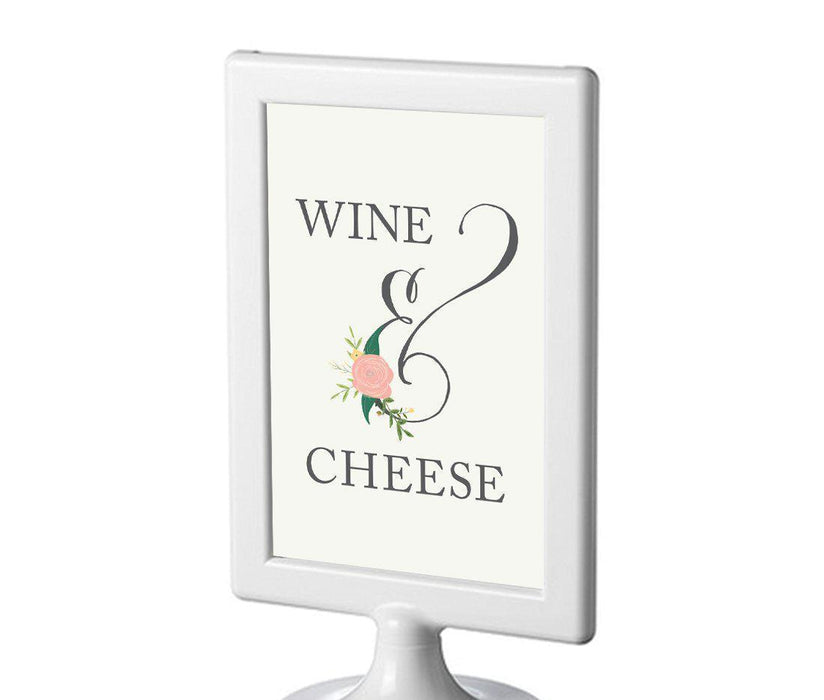 Framed Floral Roses Wedding Party Signs-Set of 1-Andaz Press-Wine & Cheese-