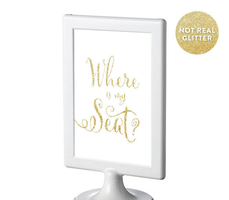 Framed Gold Glitter Wedding Party Signs-Set of 1-Andaz Press-Mr. & Mrs.-