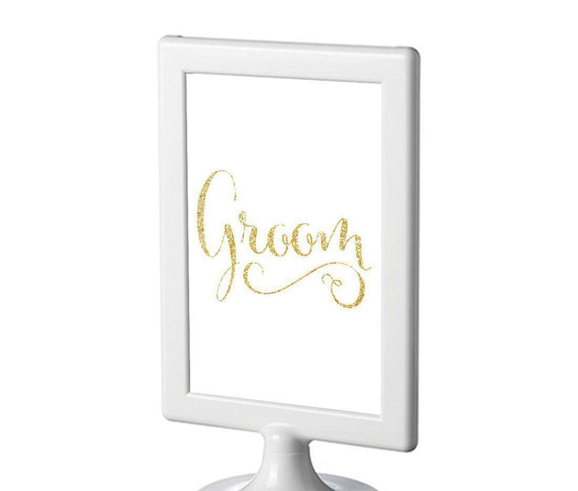 Framed Gold Glitter Wedding Party Signs-Set of 1-Andaz Press-Mr. & Mrs.-