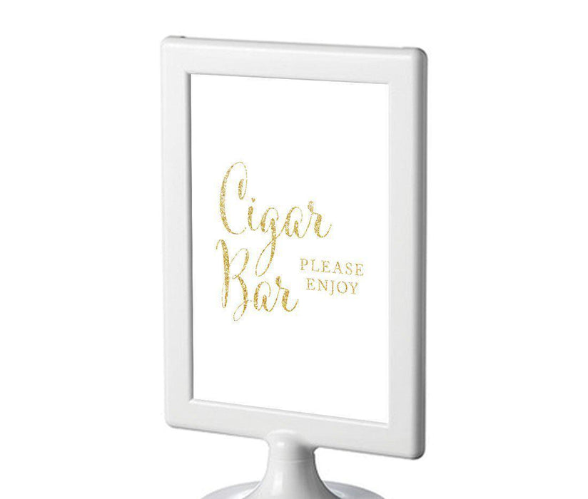 Framed Gold Glitter Wedding Party Signs-Set of 1-Andaz Press-Cigar Bar-