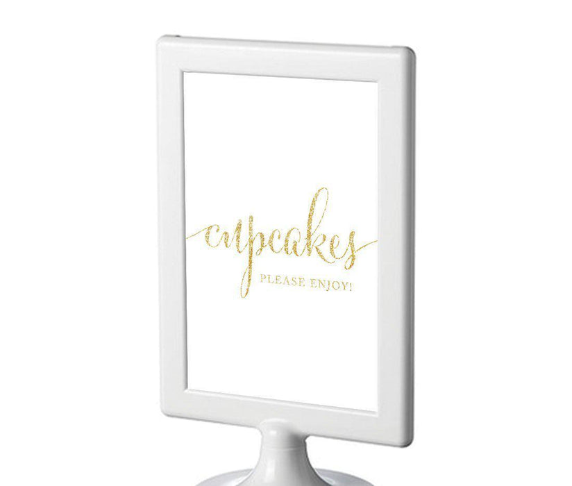 Framed Gold Glitter Wedding Party Signs-Set of 1-Andaz Press-Cupcakes, Please Enjoy-