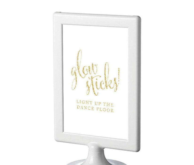 Framed Gold Glitter Wedding Party Signs-Set of 1-Andaz Press-Glow Sticks, Light Up The Dance Floor-