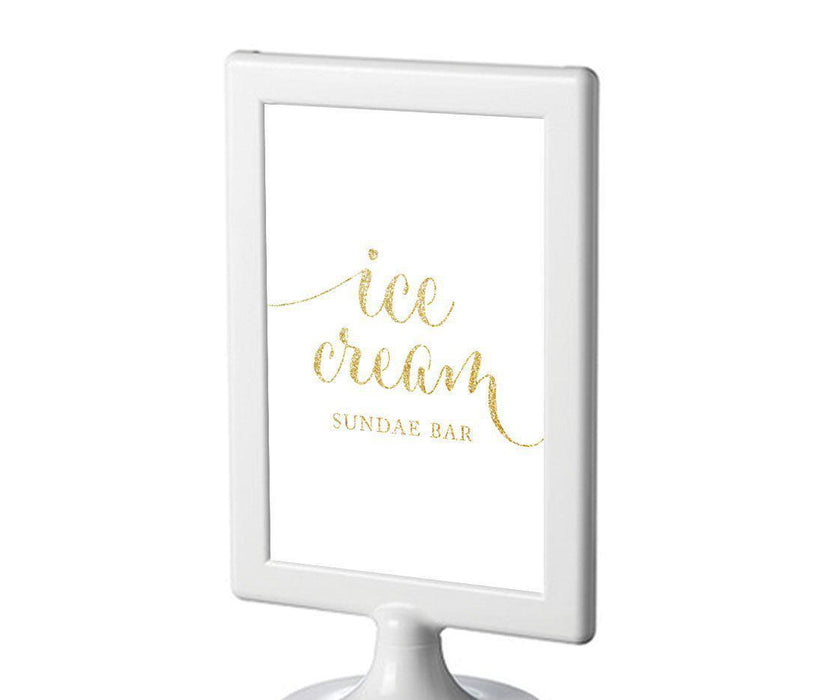 Framed Gold Glitter Wedding Party Signs-Set of 1-Andaz Press-Ice Cream Sundae Bar-