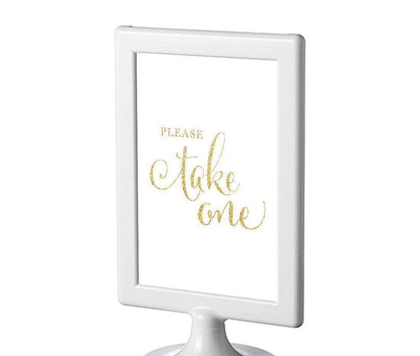 Framed Gold Glitter Wedding Party Signs-Set of 1-Andaz Press-Please Take One-