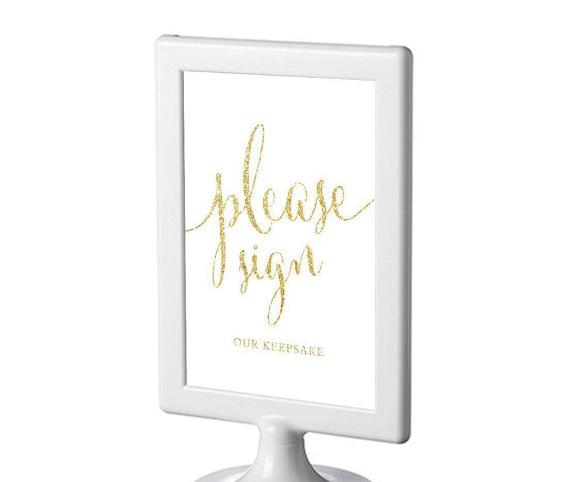 Framed Gold Glitter Wedding Party Signs-Set of 1-Andaz Press-Sign Our Keepsake-