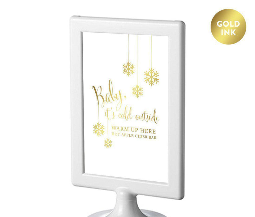 Framed Metallic Gold Wedding Party Signs-Set of 1-Andaz Press-Baby It's Cold Outside - Cider-