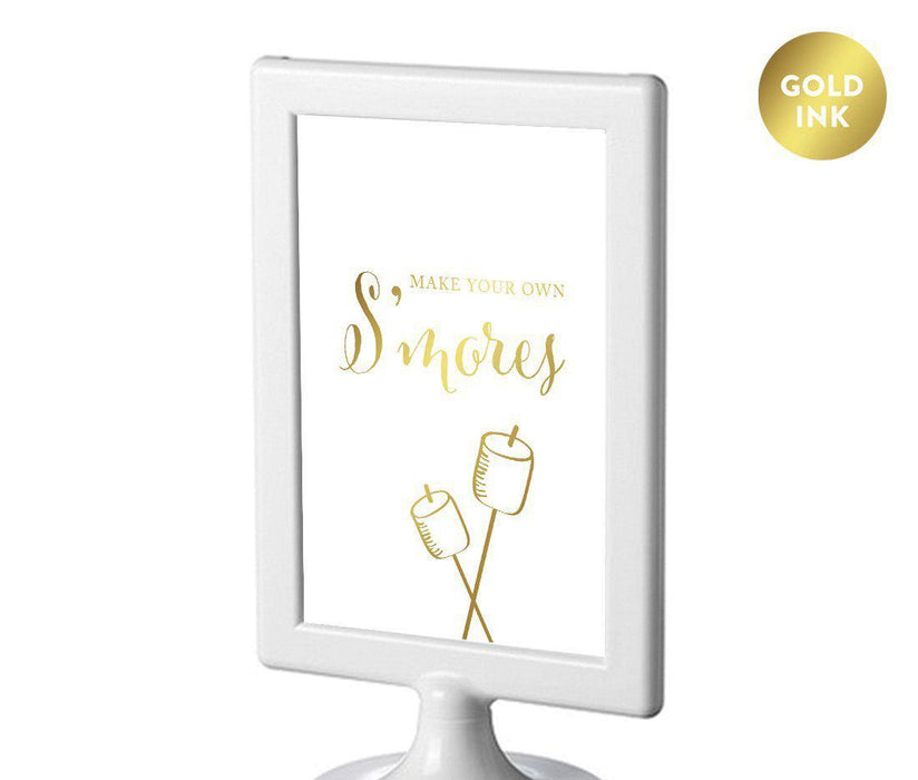 Framed Metallic Gold Wedding Party Signs-Set of 1-Andaz Press-Build Your Own S'mores-