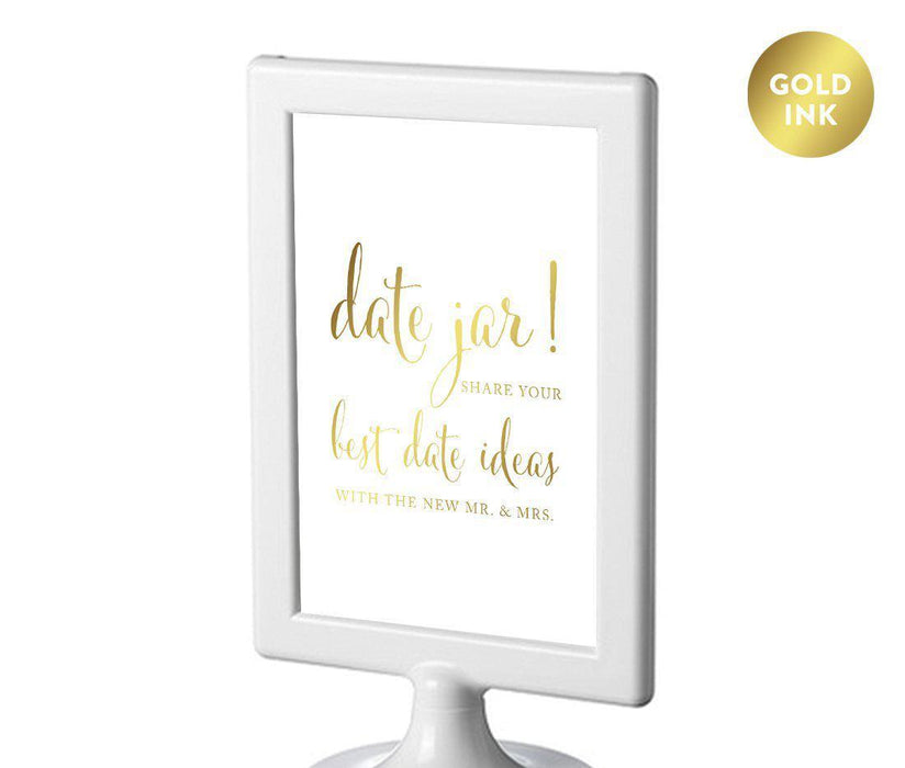 Framed Metallic Gold Wedding Party Signs-Set of 1-Andaz Press-Date Jar - Share Best Date Idea-