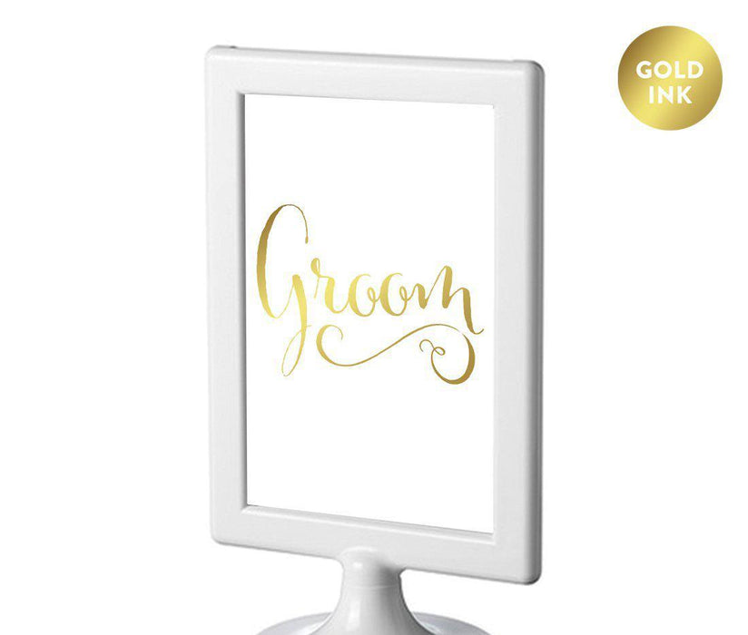 Framed Metallic Gold Wedding Party Signs-Set of 1-Andaz Press-Groom-