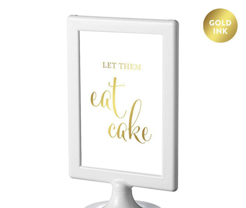 Framed Metallic Gold Wedding Party Signs-Set of 1-Andaz Press-Let Them Eat Cake-