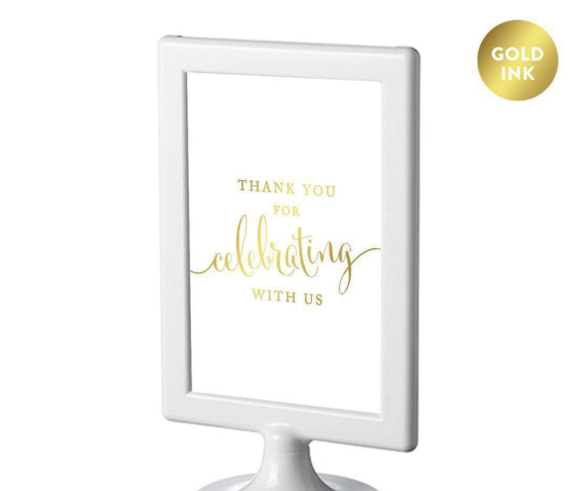 Framed Metallic Gold Wedding Party Signs-Set of 1-Andaz Press-Thank You For Celebrating With Us-