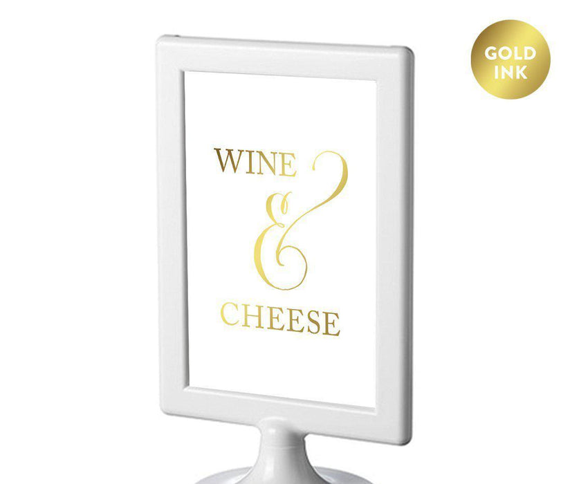 Framed Metallic Gold Wedding Party Signs-Set of 1-Andaz Press-Wine & Cheese-
