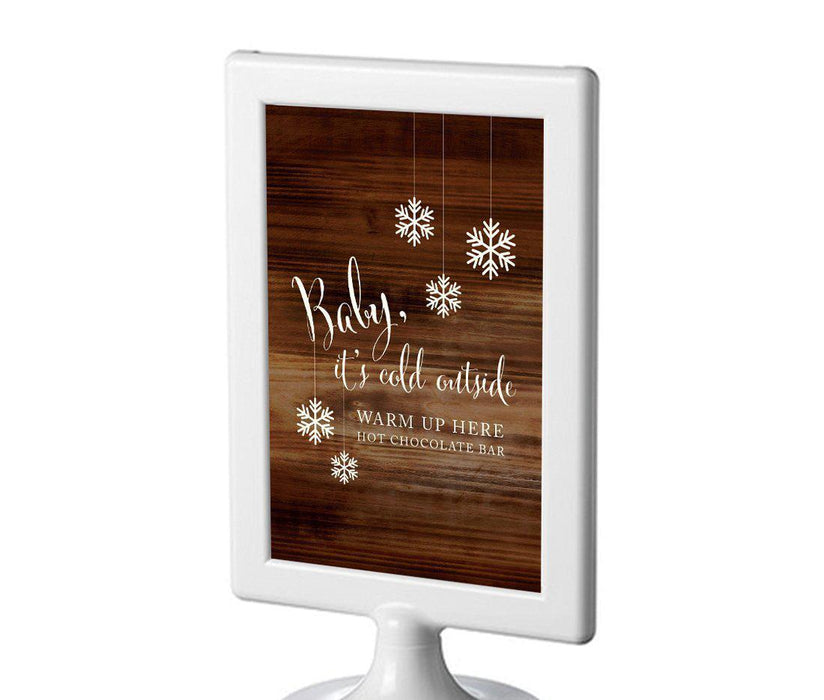 Framed Rustic Wood Wedding Party Signs-Set of 1-Andaz Press-Baby It's Cold Outside - Hot Chocolate-