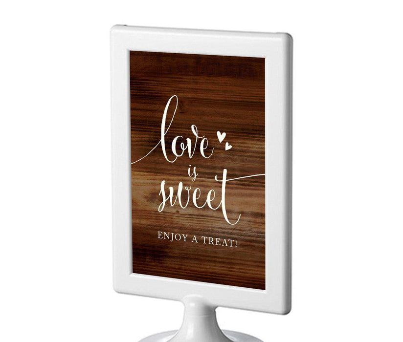 Framed Rustic Wood Wedding Party Signs-Set of 1-Andaz Press-Love Is Sweet, Enjoy A Treat-
