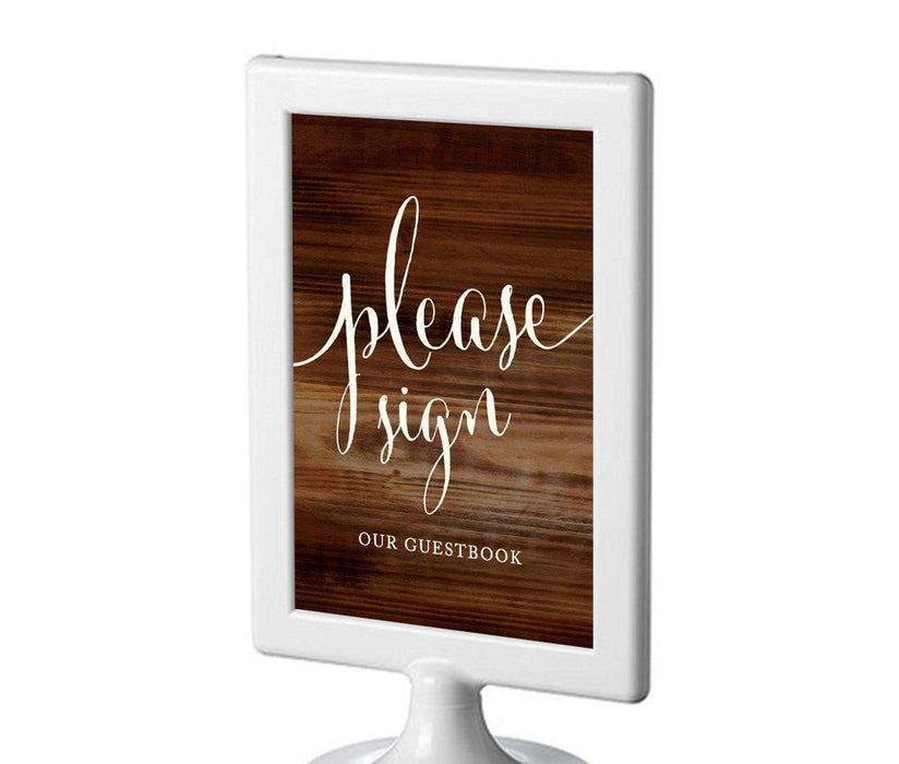 Framed Rustic Wood Wedding Party Signs-Set of 1-Andaz Press-Sign Our Guestbook-