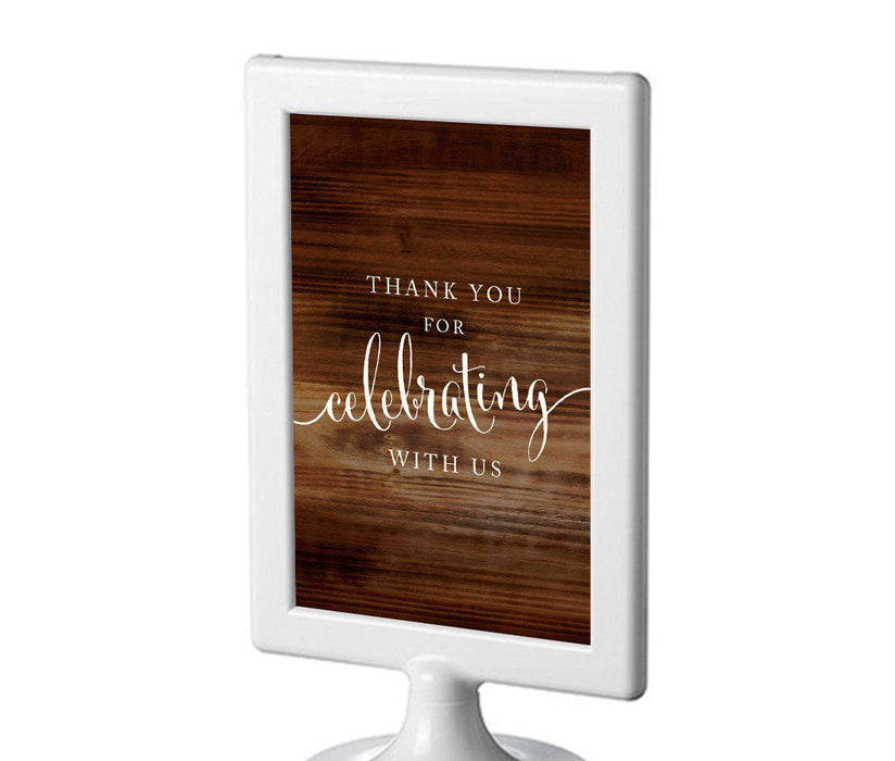 Framed Rustic Wood Wedding Party Signs-Set of 1-Andaz Press-Thank You For Celebrating With Us-