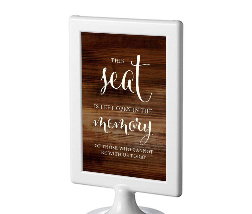 Framed Rustic Wood Wedding Party Signs-Set of 1-Andaz Press-This Seat Is Left Open Memorial-