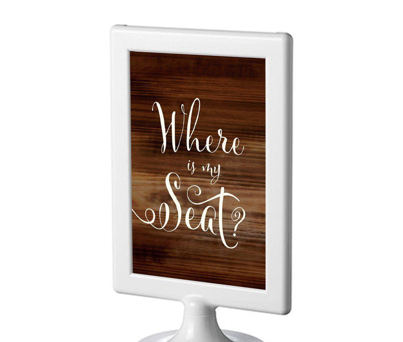 Framed Rustic Wood Wedding Party Signs-Set of 1-Andaz Press-Where Is My Seat?-