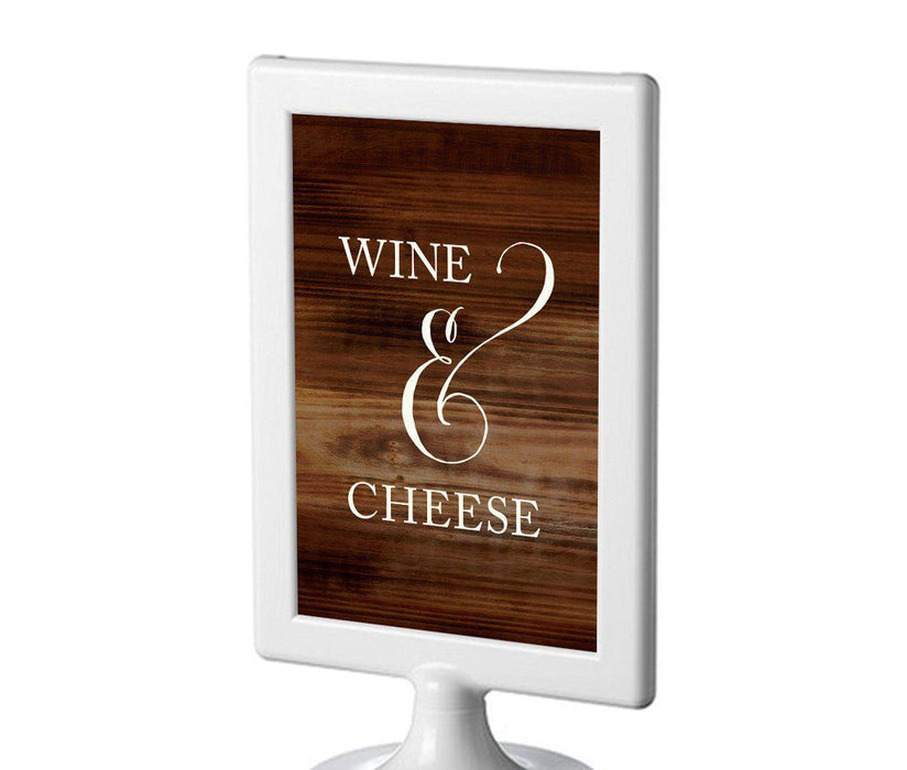 Framed Rustic Wood Wedding Party Signs-Set of 1-Andaz Press-Wine & Cheese-