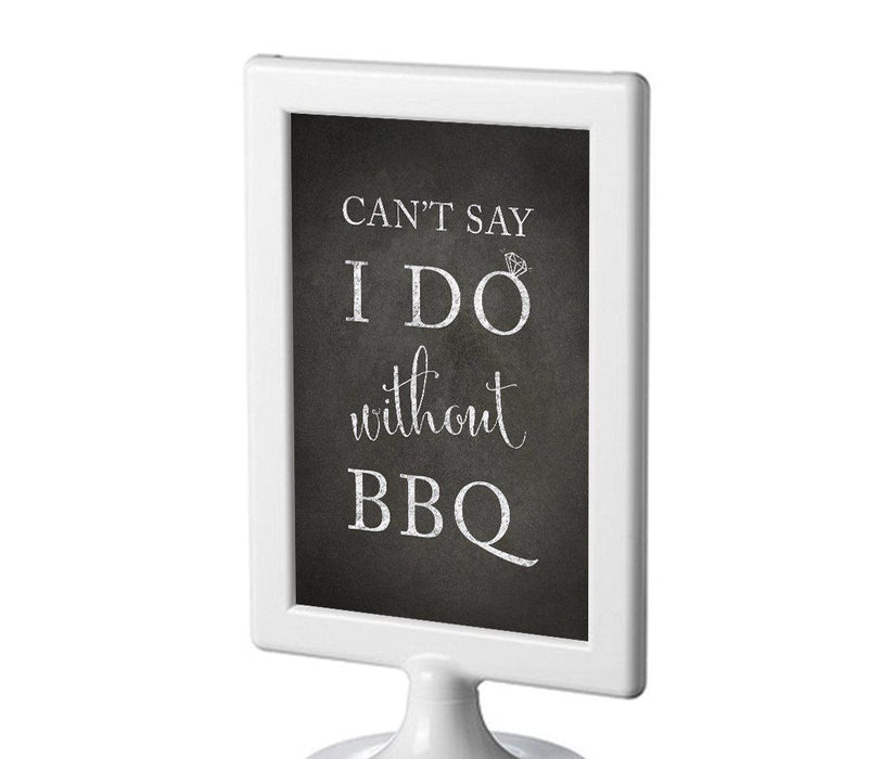 Framed Vintage Chalkboard Wedding Party Signs-Set of 1-Andaz Press-Can't Say I Do Without BBQ-