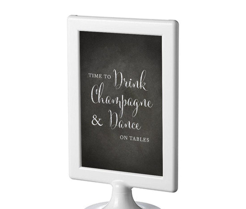 Framed Vintage Chalkboard Wedding Party Signs-Set of 1-Andaz Press-Drink Champagne, Dance On The Table-