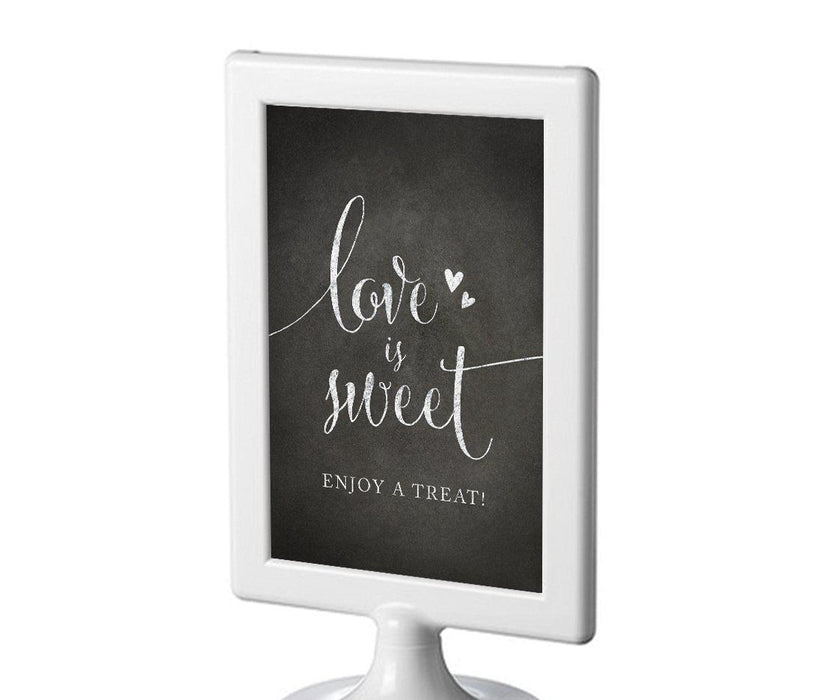 Framed Vintage Chalkboard Wedding Party Signs-Set of 1-Andaz Press-Love Is Sweet, Enjoy A Treat-