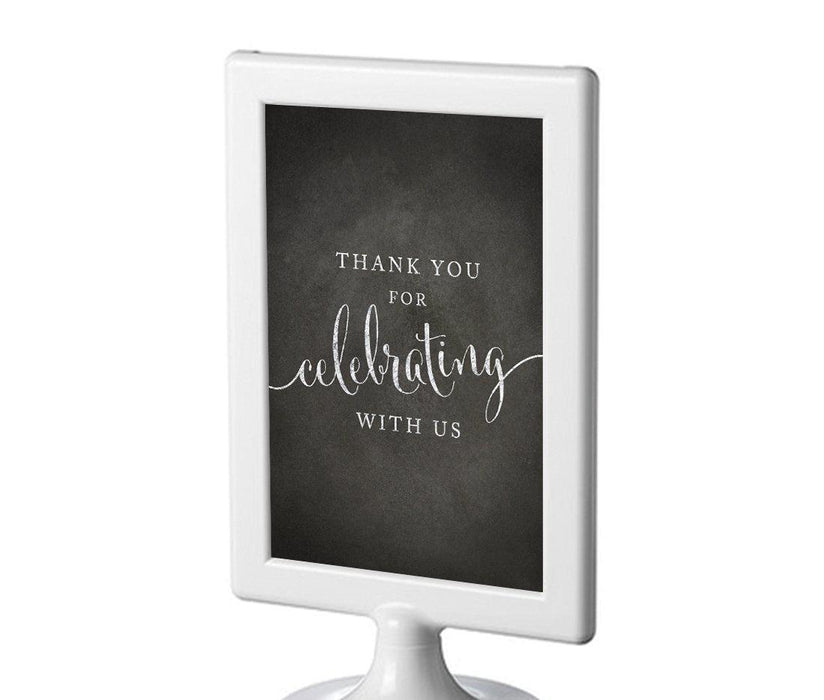 Framed Vintage Chalkboard Wedding Party Signs-Set of 1-Andaz Press-Thank You For Celebrating With Us-