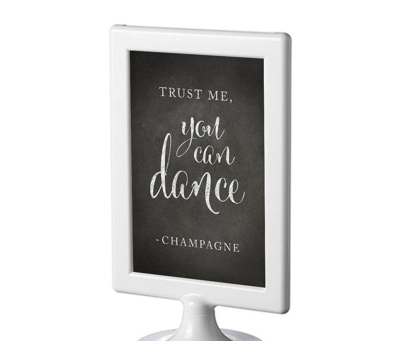 Framed Vintage Chalkboard Wedding Party Signs-Set of 1-Andaz Press-Trust Me, You Can Dance - Champagne-