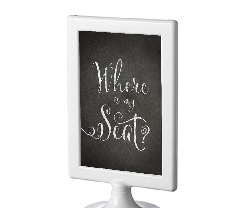 Framed Vintage Chalkboard Wedding Party Signs-Set of 1-Andaz Press-Where Is My Seat?-