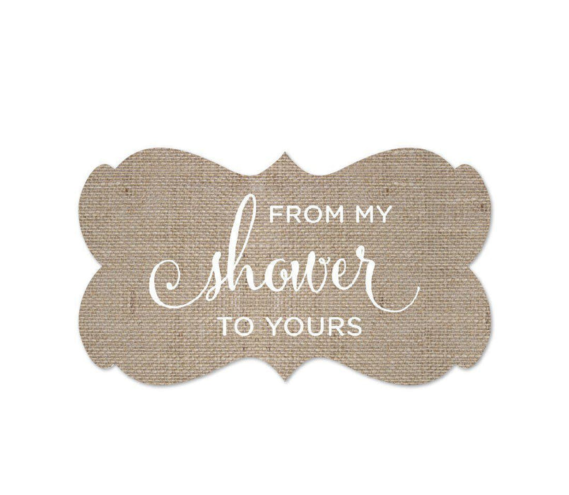 From My Shower to Yours Fancy Frame Label Stickers, Burlap Print-Set of 36-Andaz Press-