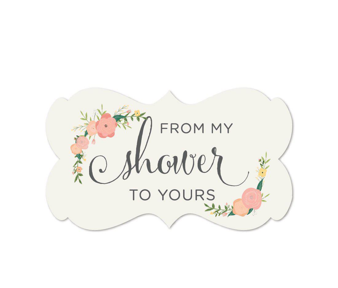 From My Shower to Yours Fancy Frame Label Stickers, Floral Roses-Set of 36-Andaz Press-