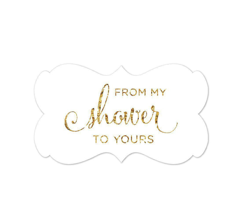 From My Shower to Yours Fancy Frame Label Stickers, Gold Glitter Print-Set of 36-Andaz Press-