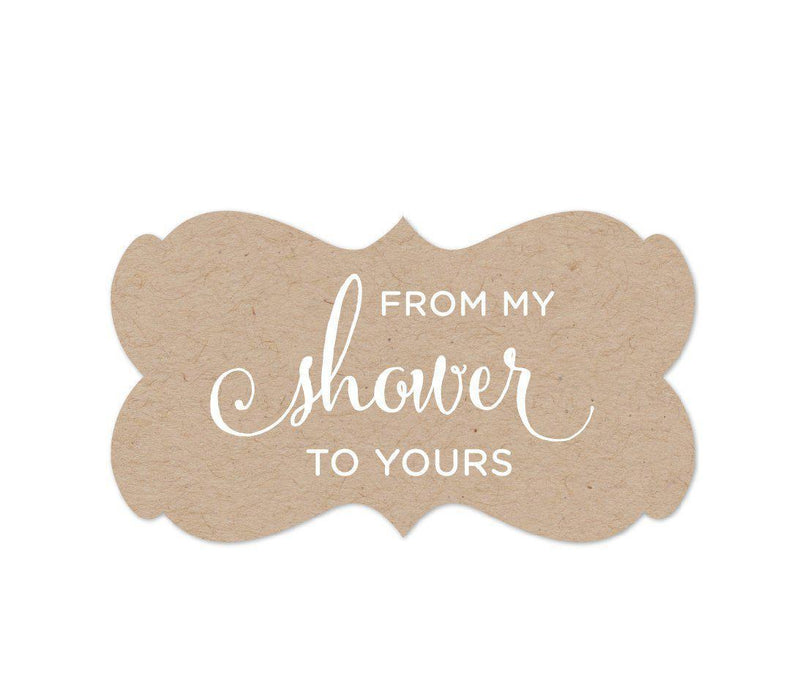 From My Shower to Yours Fancy Frame Label Stickers, Kraft Brown-Set of 36-Andaz Press-