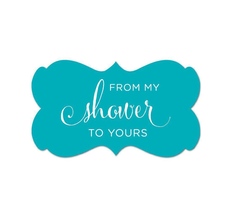 From My Shower to Yours Fancy Frame Label Stickers-Set of 36-Andaz Press-Aqua-