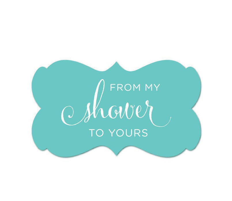 From My Shower to Yours Fancy Frame Label Stickers-Set of 36-Andaz Press-Diamond Blue-
