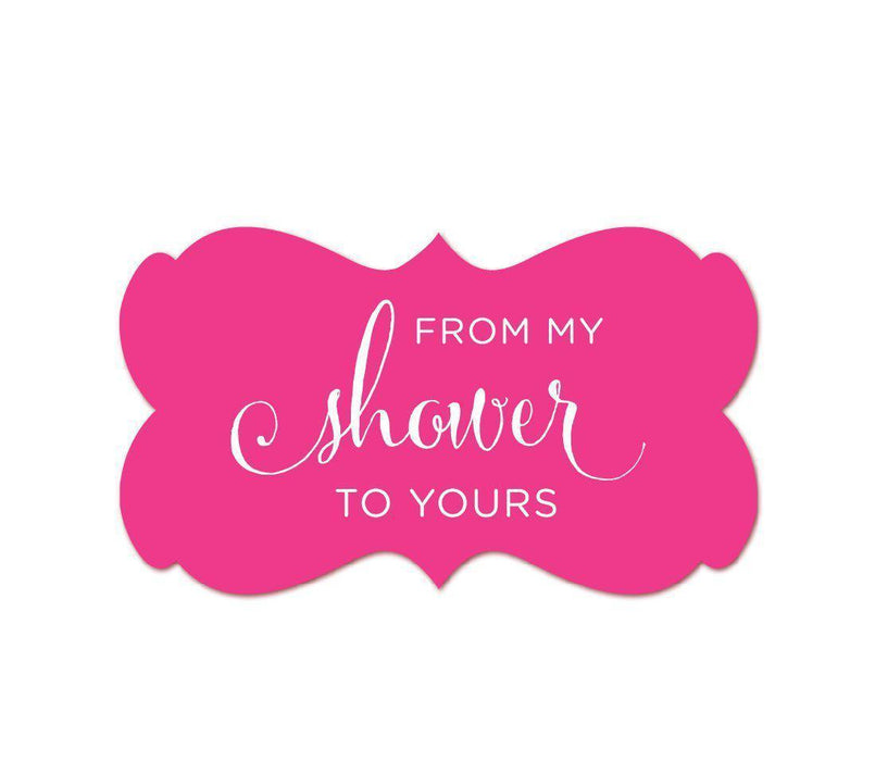 From My Shower to Yours Fancy Frame Label Stickers-Set of 36-Andaz Press-Fuchsia-