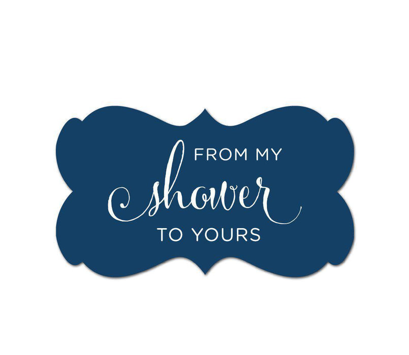 From My Shower to Yours Fancy Frame Label Stickers-Set of 36-Andaz Press-Navy Blue-