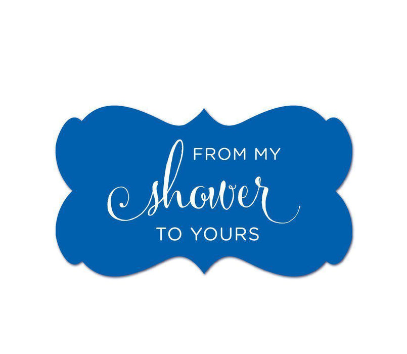 From My Shower to Yours Fancy Frame Label Stickers-Set of 36-Andaz Press-Royal Blue-