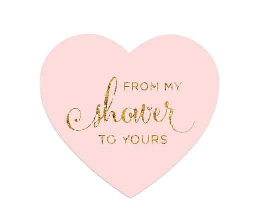 From My Shower to Yours Heart Label Stickers, Blush Pink Gold Glitter-Set of 75-Andaz Press-