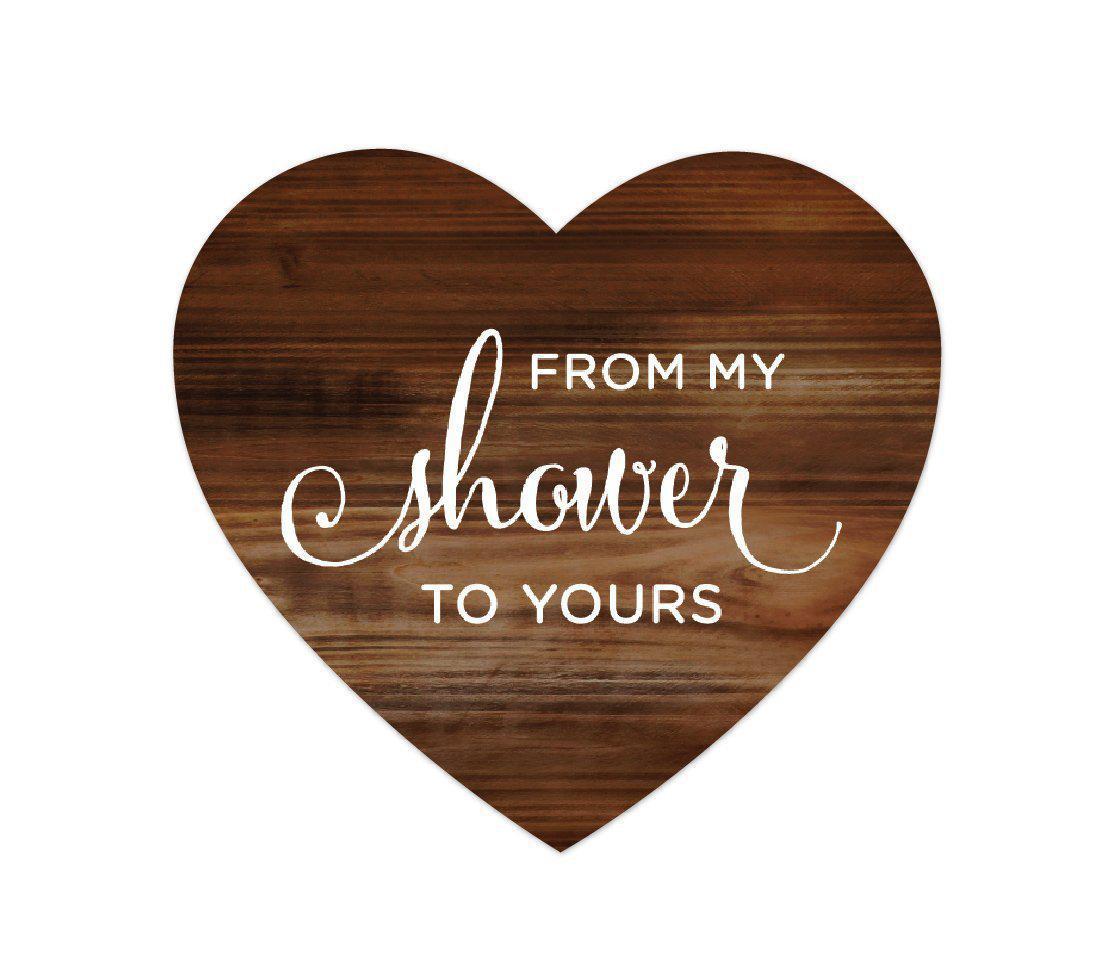 From My Shower to Yours Heart Label Stickers, Rustic Wood Print-Set of 75-Andaz Press-