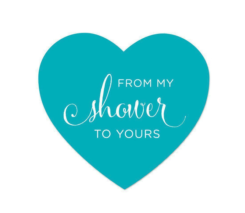 From My Shower to Yours Heart Label Stickers-Set of 75-Andaz Press-Aqua-