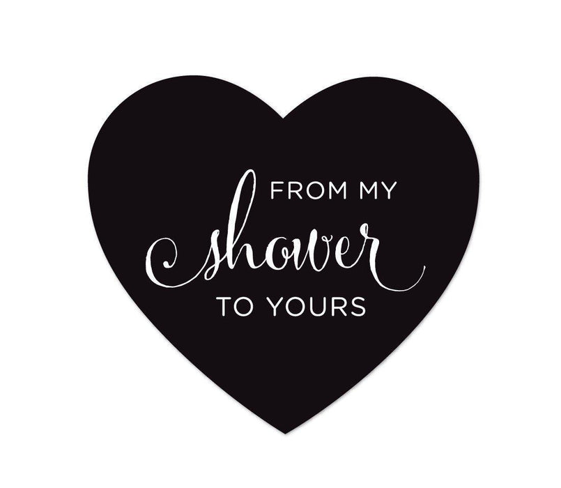 From My Shower to Yours Heart Label Stickers-Set of 75-Andaz Press-Black-