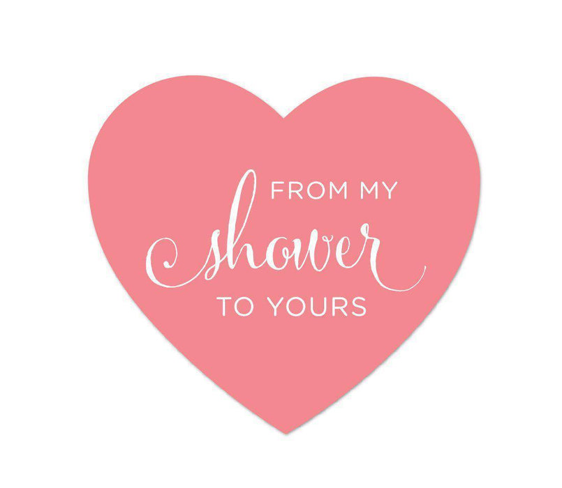 From My Shower to Yours Heart Label Stickers-Set of 75-Andaz Press-Coral-