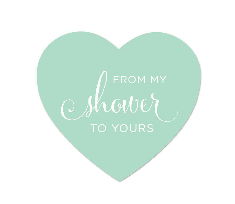 From My Shower to Yours Heart Label Stickers-Set of 75-Andaz Press-Mint Green-