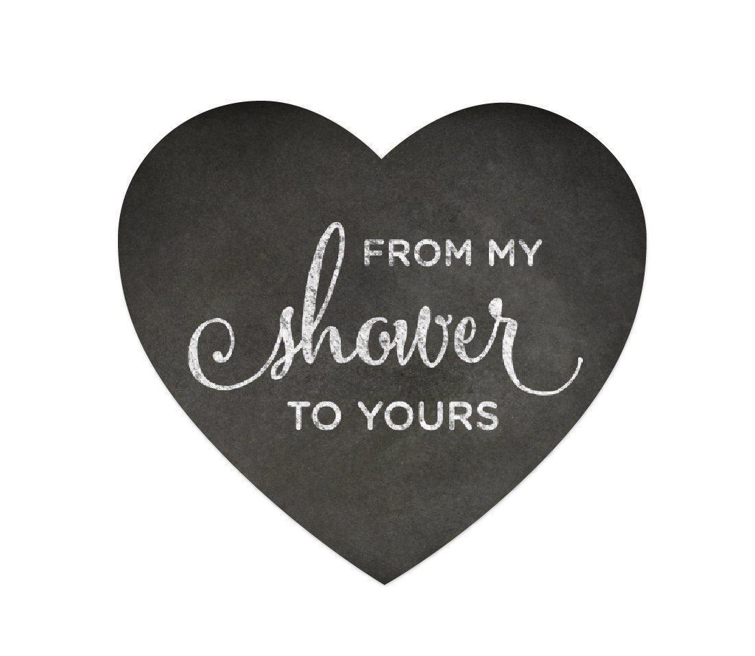 From My Shower to Yours Heart Label Stickers, Vintage Chalkboard Print-Set of 75-Andaz Press-