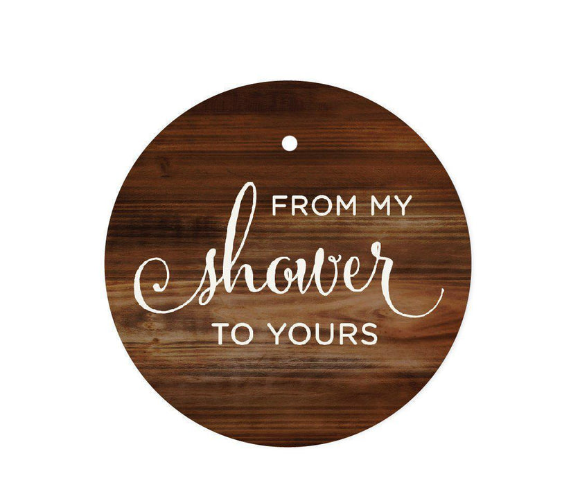From My Shower to Yours Round Circle Favor Gift Tags, Rustic Wood-Set of 24-Andaz Press-