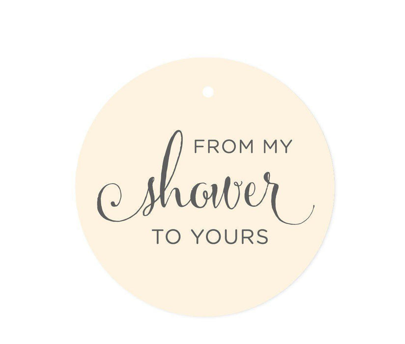 From My Shower to Yours Round Circle Favor Gift Tags-Set of 24-Andaz Press-Ivory-