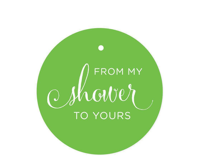 From My Shower to Yours Round Circle Favor Gift Tags-Set of 24-Andaz Press-Kiwi Green-